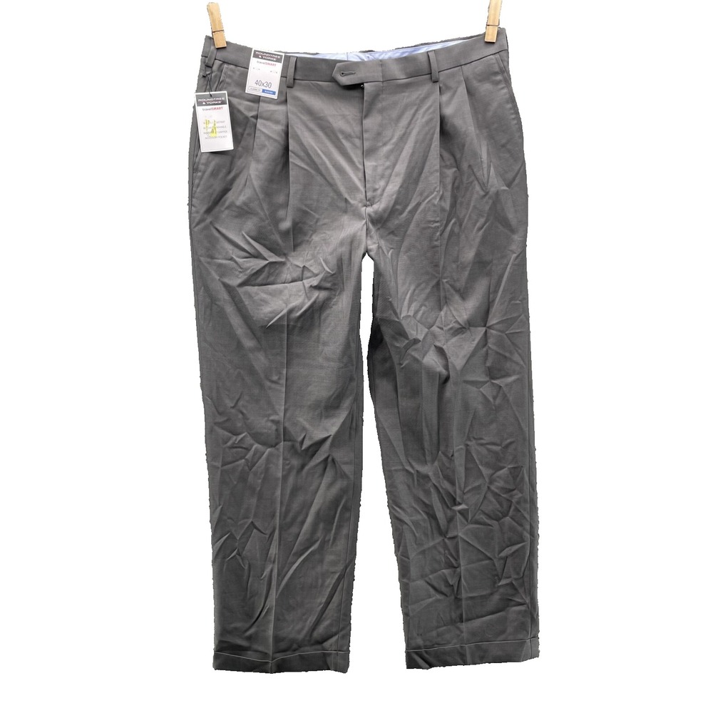 Roundtree & Yorke Travel Smart Chino Dress Pants Men's 40x30 Wool Blend Business